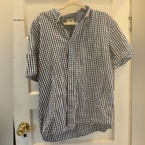 Men’s Shortsleeved Blue Gingham Button-down